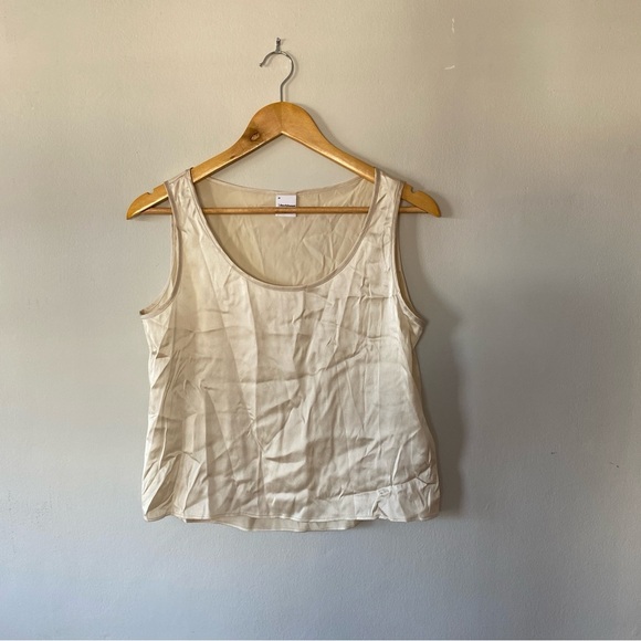 MaxMara Leisure Silk Satin Champagne Tank Top Cropped Size 8 NWOT - Picture 2 of 5